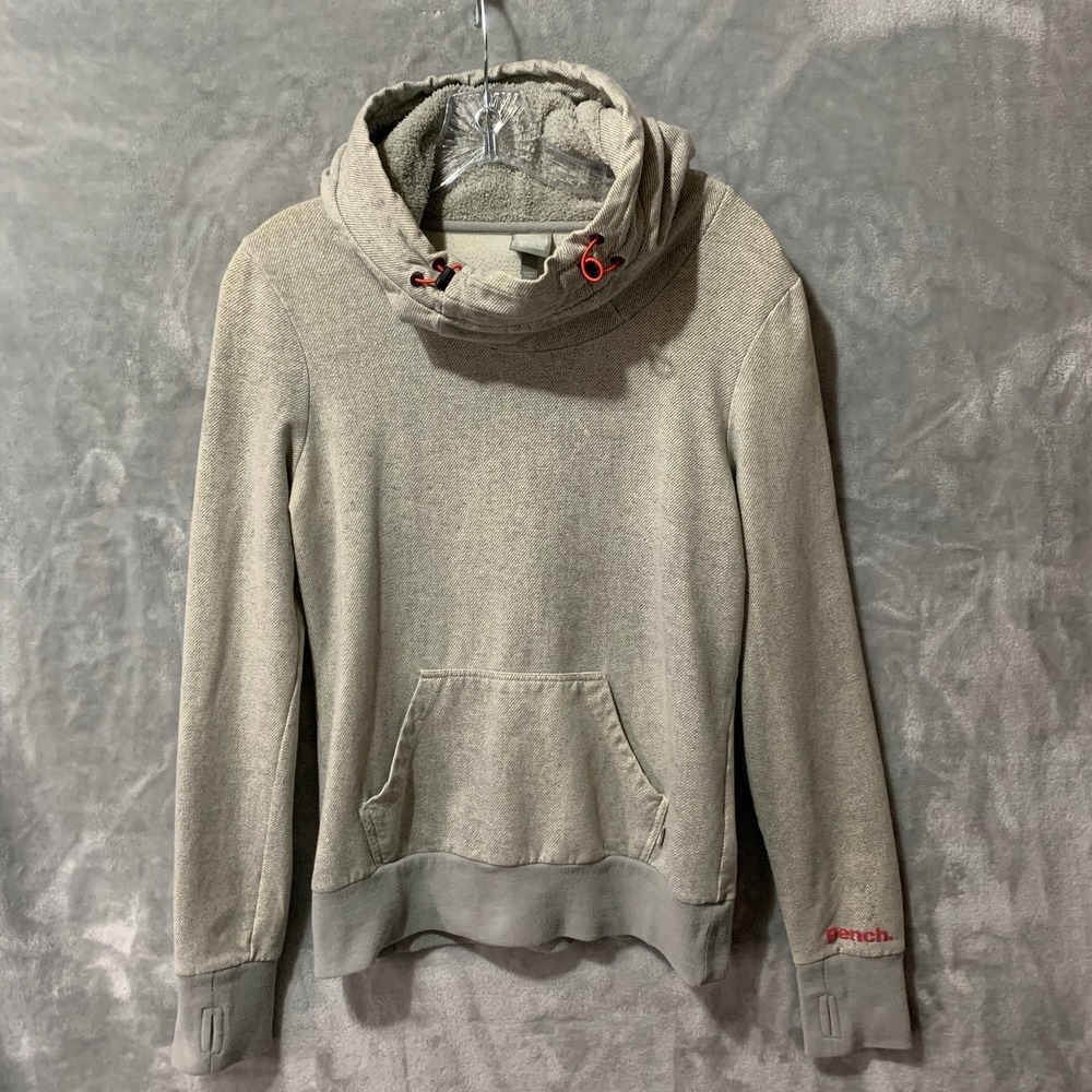 Bench.‎ Hoodie Men's Gray Small Fleece-Lined Cowl Neck Pullover Thumbholes